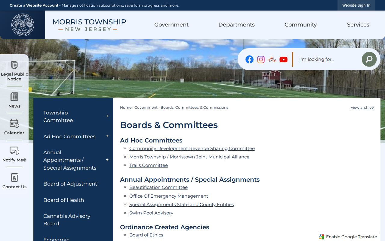 Morris Township neighbors civic inventory of boards committees and commissions
