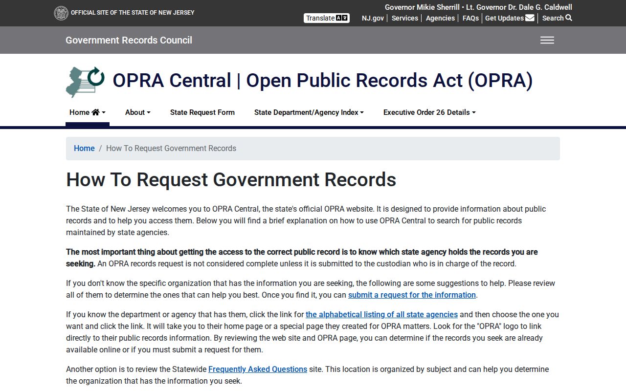 Morris Township residents directory New Jersey OPRA request route