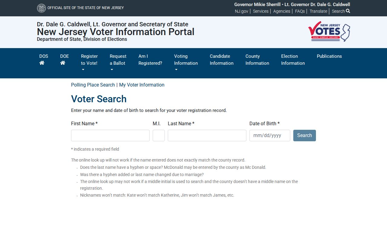 Morris Township residents directory New Jersey voter status lookup