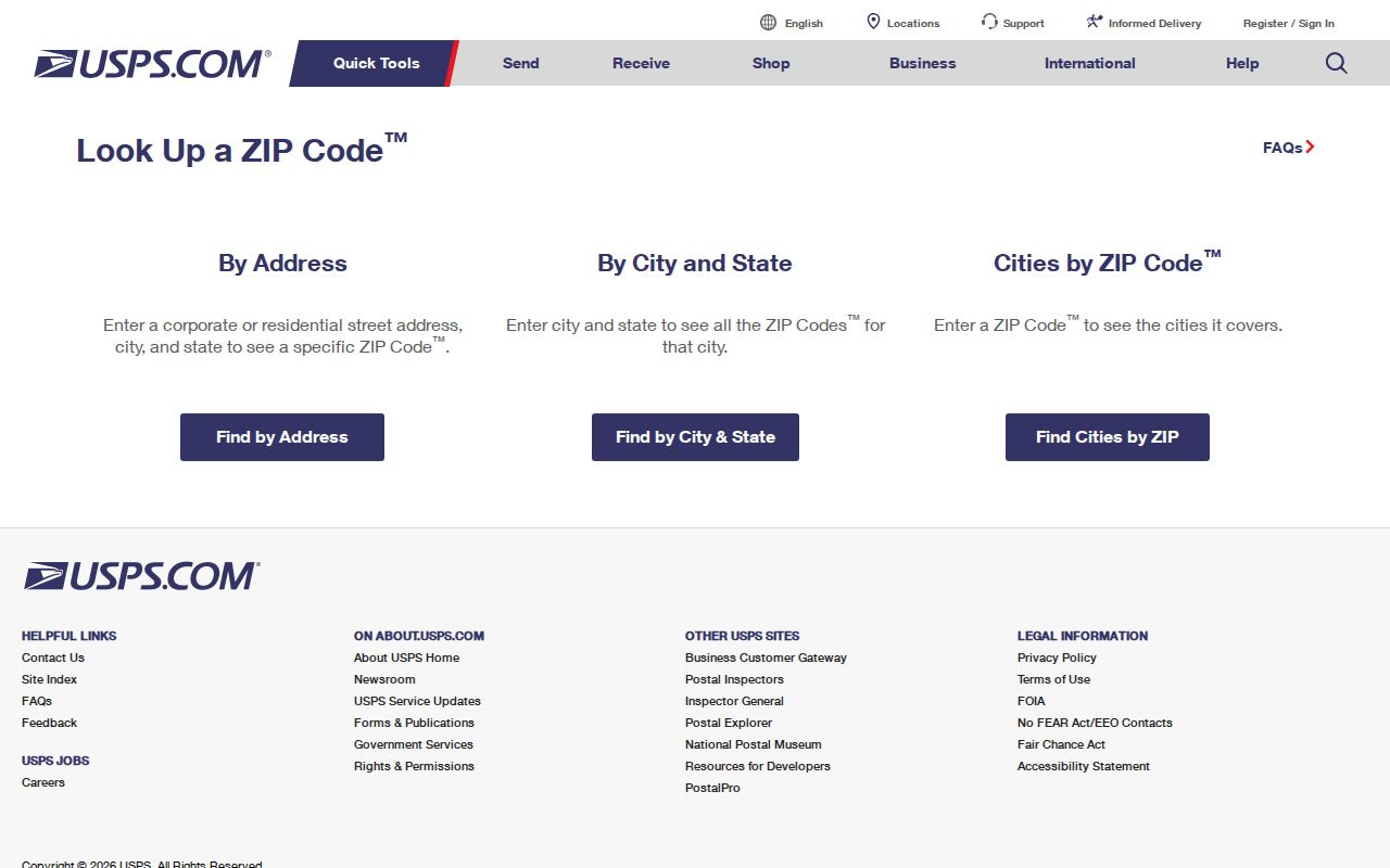Morris Township ZIP code directory USPS lookup screen